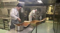 Chefs in one of the kitchens on HMS Queen Elizabeth.