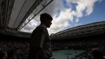 Private O'Brien on duty in his gangway on Centre Court