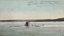 Postcard from the period that shows the sinking of the British A3 submarine - no copyright