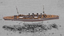 A 3D scan of HMS Falmouth by Historic England's imaging team superimposed on a seabed survey of the wreck. Survey carried out by Maritime and Coastguard Agency (c) Historic England