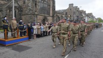 58 Squadron personnel take the salute as they march past the dias during the Freedom of St Andrews Parade.

Picture: Crown Copyright 2014 / Royal Air Force / SAC Rich Dudley