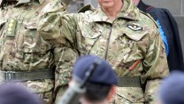 His Royal Highness The Prince of Wales (also known as The Earl of Carrick in Scotland) takes the salute, flanked by the Duke of Westminster, from the Queen's Own Yeomanry as they are conferred the Freedom of South Ayrshire at a parade through the streets of Ayr.
