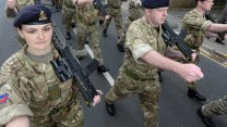 The soldiers of the Queen's Own Yeomanry parade through the streets of Ayr as they have the Freedom of South Ayrshire conferred upon them. 