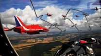 The Red Arrows are pictured flying over Scotland, taken from the cockpit of one of their aircraft.

Photo Crown Copyright 2009