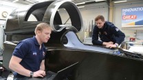 Reservist Sgt Kevin Murray & LCpl Luke Taylor working alongside the Bloodhound Supersonic Car.