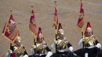 Her Majesty The Queen presented the Household Cavalry with new Standards today. 