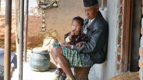 Rifleman Kul Bahadur Gurung with his family