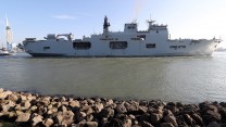 HMS Ocean arrives for the last time
