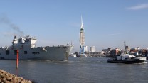 HMS Ocean arrives for the last time