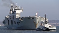 HMS Ocean arrives for the last time