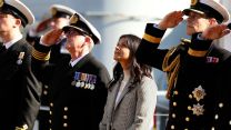 HRH Prince Edward, The Duke of Edinburgh, and businesswoman Akshata Murty, the wife of Prime Minister Rishi Sunak aboard RFA Proteus for the Service of Dedication (Picture: MOD).