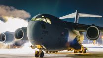 northern lights captured by RAF C17 globemaster during Norway flight