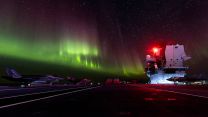  On 3 March sailors on HMS Prince of Wales lucky enough to be keeping watch on the bridge, or able to get out on the flight deck, were treated to a stunning display of Aurora Borealis, with pink and green colours lighting up the sky (Picture: MOD).
