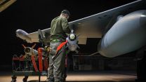 RAF Armourers (Weapon Technicians) prepare a Royal Air Force Typhoon FGR4 for Air Strikes against Houthi military targets in Yemen. On 22 January, the UK conducted further strikes against Houthi targets (Picture: MOD).