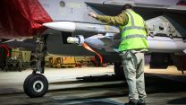 Four Royal Air Force Typhoon FGR4s, supported by a pair of Voyager tankers, joined US forces in a deliberate strike against Houthi sites in Yemen. Our aircraft used Paveway IV precision guided bombs to strike multiple targets at two military sites in the vicinity of Sanaa airfield (Picture: MOD).