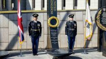 Soldiers from C Company, the 1st Battalion Scots Guards looking over some of the monuments at the Korean War Memorial on Ex IMJIN WARRIOR 23 (Picture: MOD).