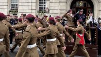 streets around Colchester War Memorial for the Remembrance Day Service.