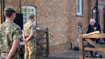 Veteran Captain Tom Moore invited his former regiment 1st Battalion The Yorkshire Guards as he completed fundraising walk