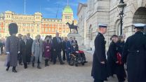 Veterans and servving personnel set off for the Remembrnce march from Horse Guards to Whitehall