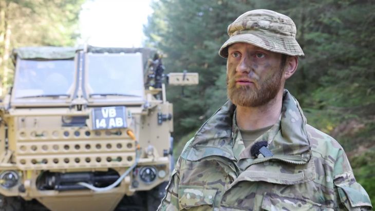Sergeant Craig Batty of The Light Dragoons explains how the recce vehicle has excellent off-road capability (Picture: BFBS)