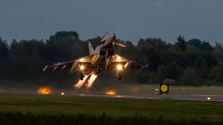 Royal Air Force Typhoon takes off from Poland during a NATO air policing mission