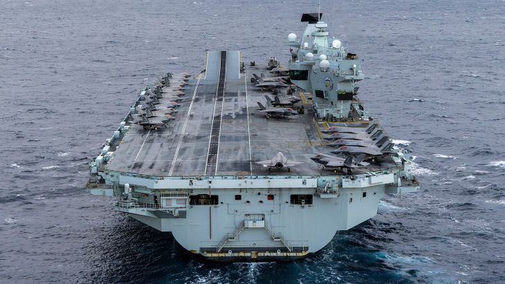 If she is deployed to the region, HMS Prince of Wales will bring a massive amount of firepower in the shape of her F-35 Lightnings