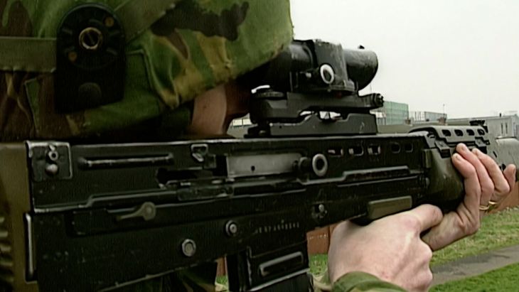 soldier in DPM with SA80 in Northern Ireland during the Troubles