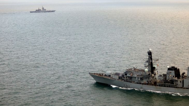 HMS Somerset shadowing Russian vessels over the Christmas period