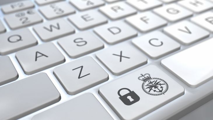 MOD keyboard illustrating cyber, espionage and sabotage article