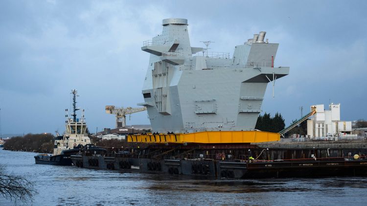 Final Section Of Flagship Aircraft Carrier Takes To The Sea