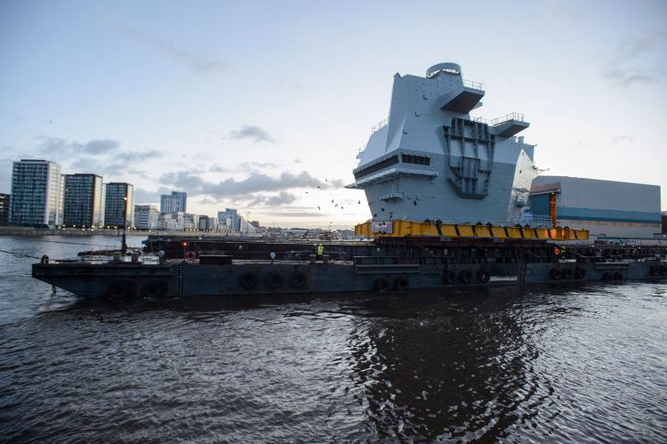 Final Section Of Flagship Aircraft Carrier Takes To The Sea