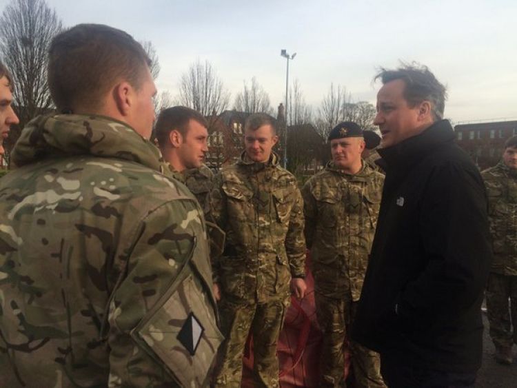 David Cameron Meets Soldiers From 2 LANCS in York