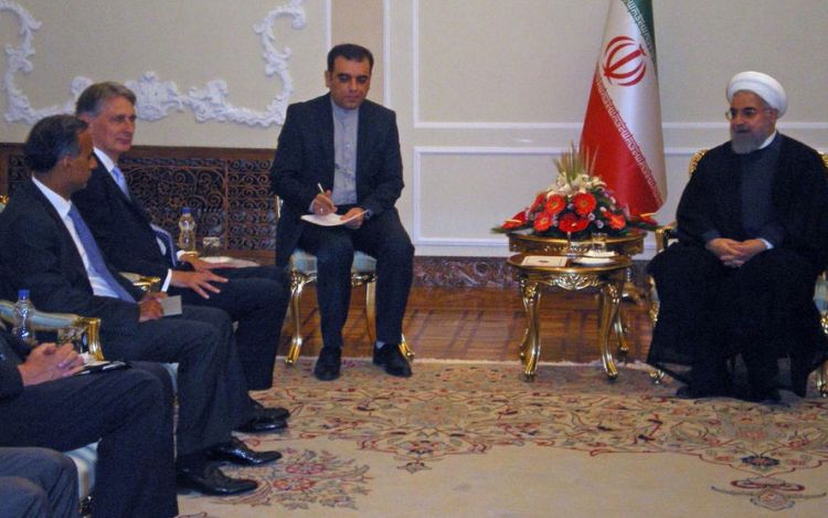 Foreign Secretary Philip Hammond with Iran's Hassan Rouhani