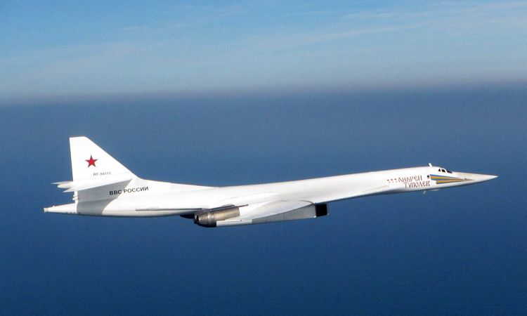 Russian Tu-160 'Blackjack' escorted by RAF Typhoons in September 2015