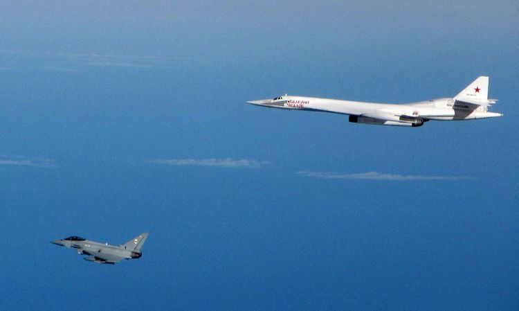 Russian Tu-160 'Blackjack' escorted by RAF Typhoons in September 2015