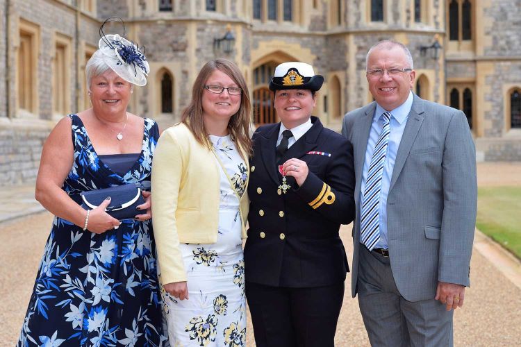 Lieutenant Wendy Frame and her family at Windsor Castle