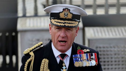 1st Sea Lord, Admiral Sir Ben Key, KCB, CBE, ADC, seen here onboard HMS Victory 081121 CREDIT MOD