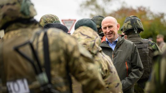 John Healey at Ukrainian training Op Interflex 201024 CREDIT PA