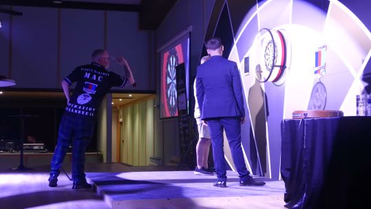 02072026 Darren McMahon throwing in final of Operation Bullseye II darts event Credit Defence Da.jpg 