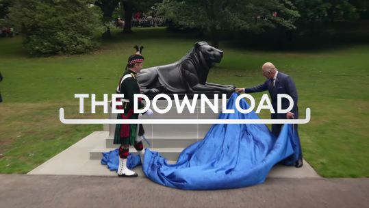 King Charles unveils statue to mark 20 years of Royal Regiment of Scotland Download TN (Picture: BFBS)