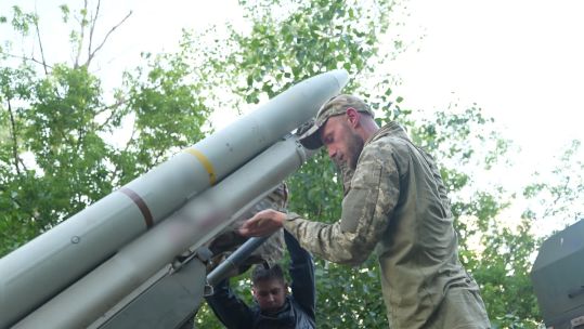 The ground-launched Raven system mixes the wing pylons from a jet with air-to-air missiles - all mounted on a Supacat truck (Picture: BFBS)