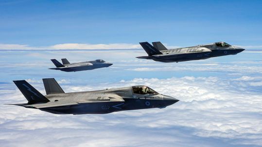 RAF F-35B jets in the skies over the Pacific Ocean on Op Hightower 