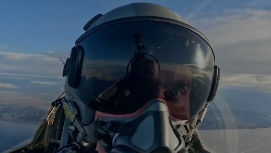 The filmmaker was treated to an exceptional experience, flying low but also breaking the sound barrier up high (Picture: Louis Skupien/US Department of War)