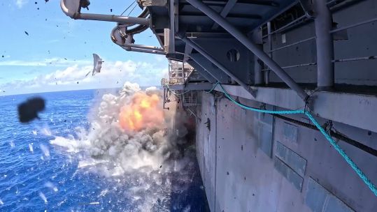 USS Peleliu served the US Navy for 35 years before being set up as a testbed for the submarine missile strike (Picture: US Department of War)