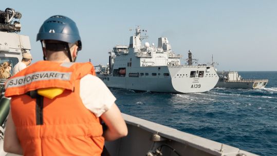RFA Tideforce carries out a replenishment at sea
