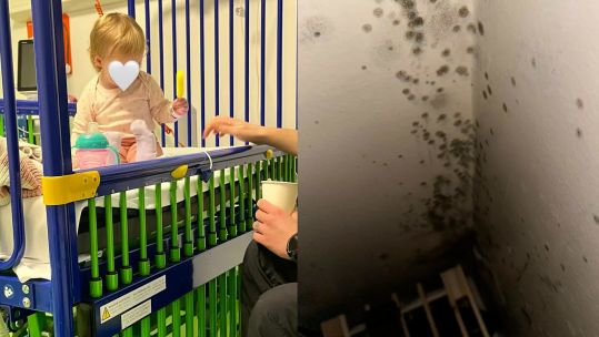 Leah says her daughter Florence had to be admitted to hospital for mould-related reasons