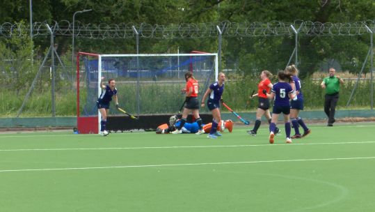 06062026 UKAF Women Hockey celebrate scoring against Dutch Armed Forces Credit BFBS.jpg