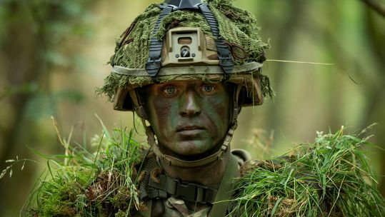 Private Bishop from 1st Battalion The Royal Anglian Regiment wears full camouflage and Tactical Engagement Simulation kit during Exercise Viking Strike on Otterburn training area in Northumberland (Picture: MOD)