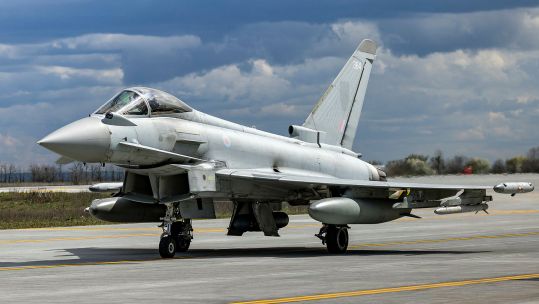 A Typhoon from 3 (F) Squadron carries out a tango scrambleramble is the rapid interception of a  potential threat