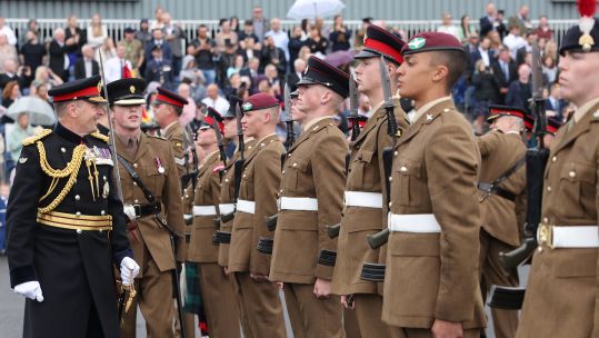 General Sir Roly Walker speaks to junior soldiers passing out from Army Foundation College in Harrogate